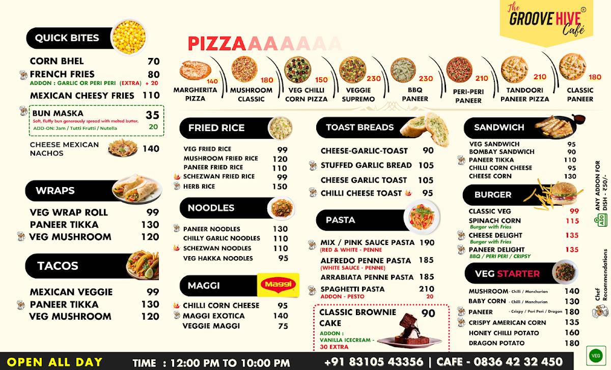 The Groove Hive Cafe menu