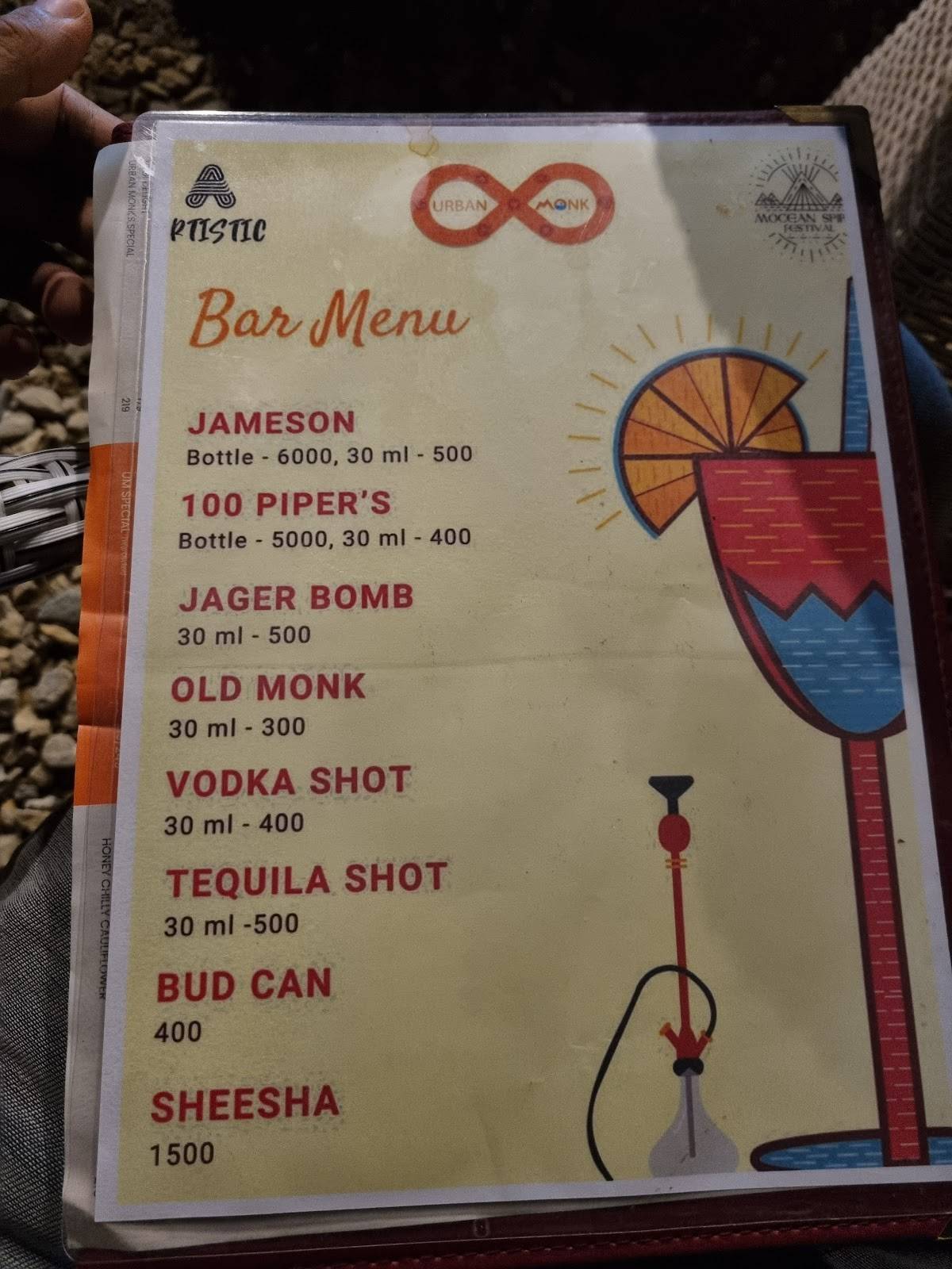 Urban Monk- Highest Cafe and Glass Cabins of Manali menu