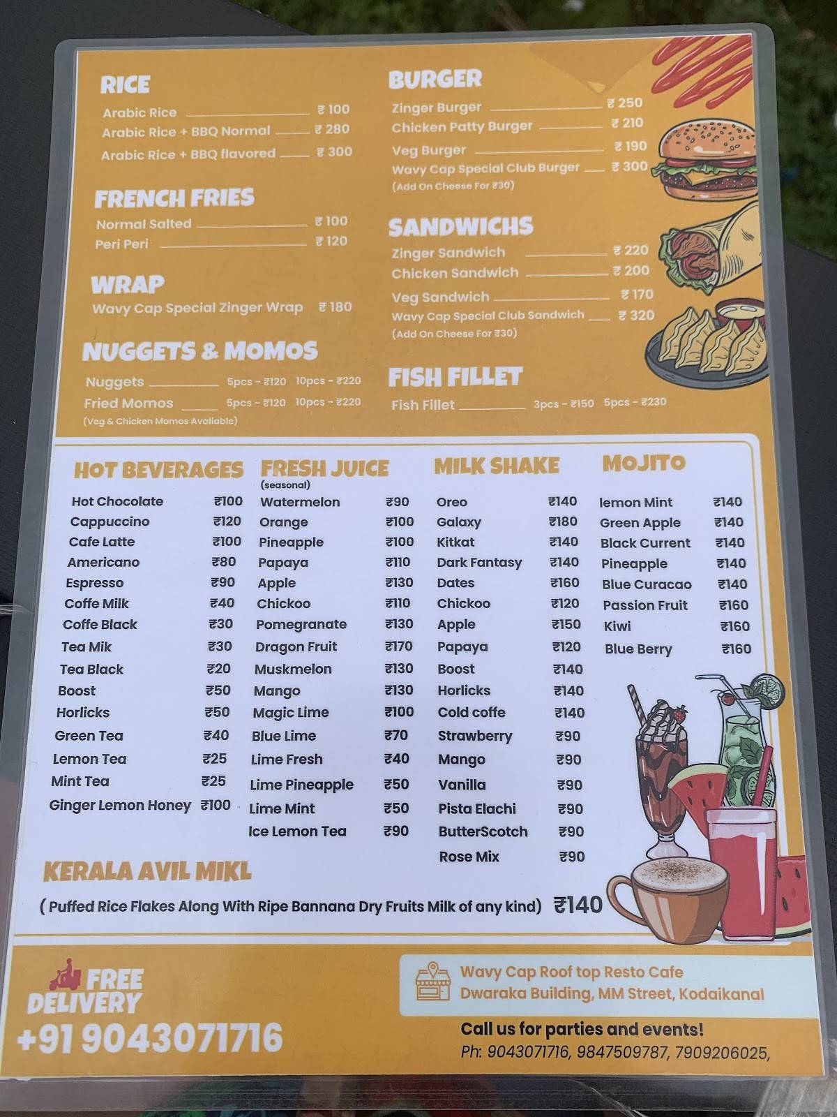 Cafe Wavy Cap menu