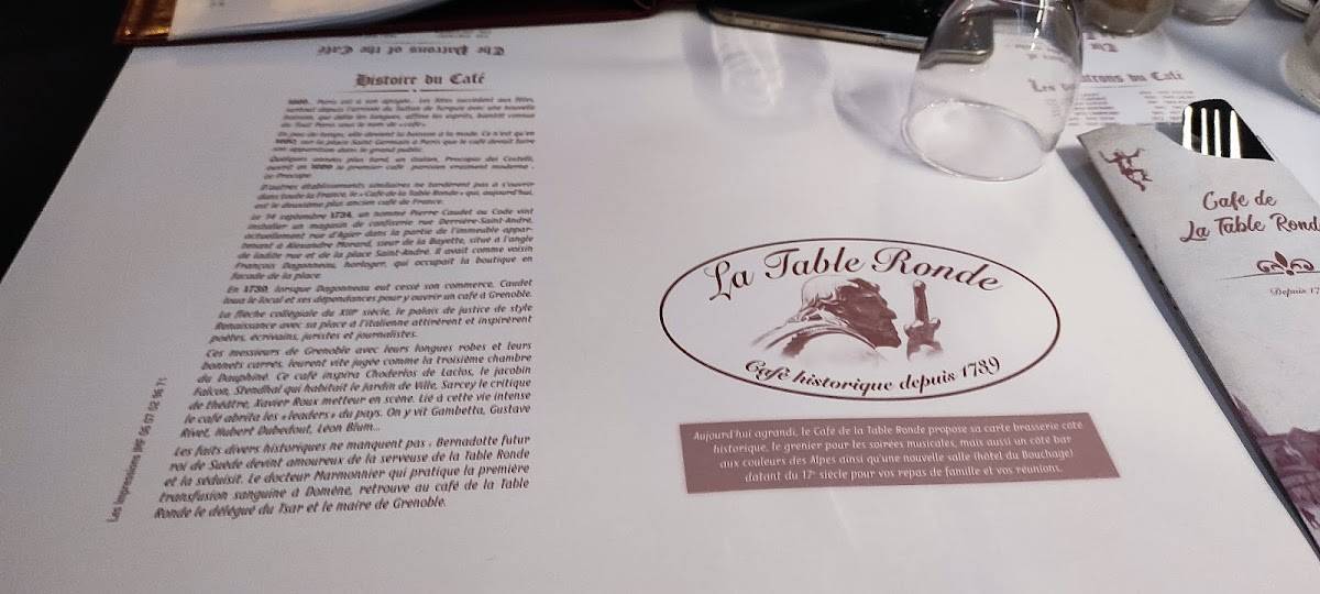 Menu de Café de la Table Ronde
