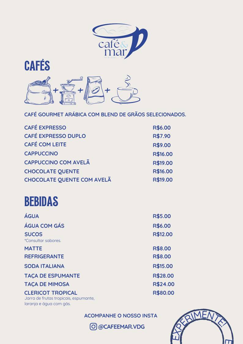 Café e Mar - Bistrô no Vidigal cardápio