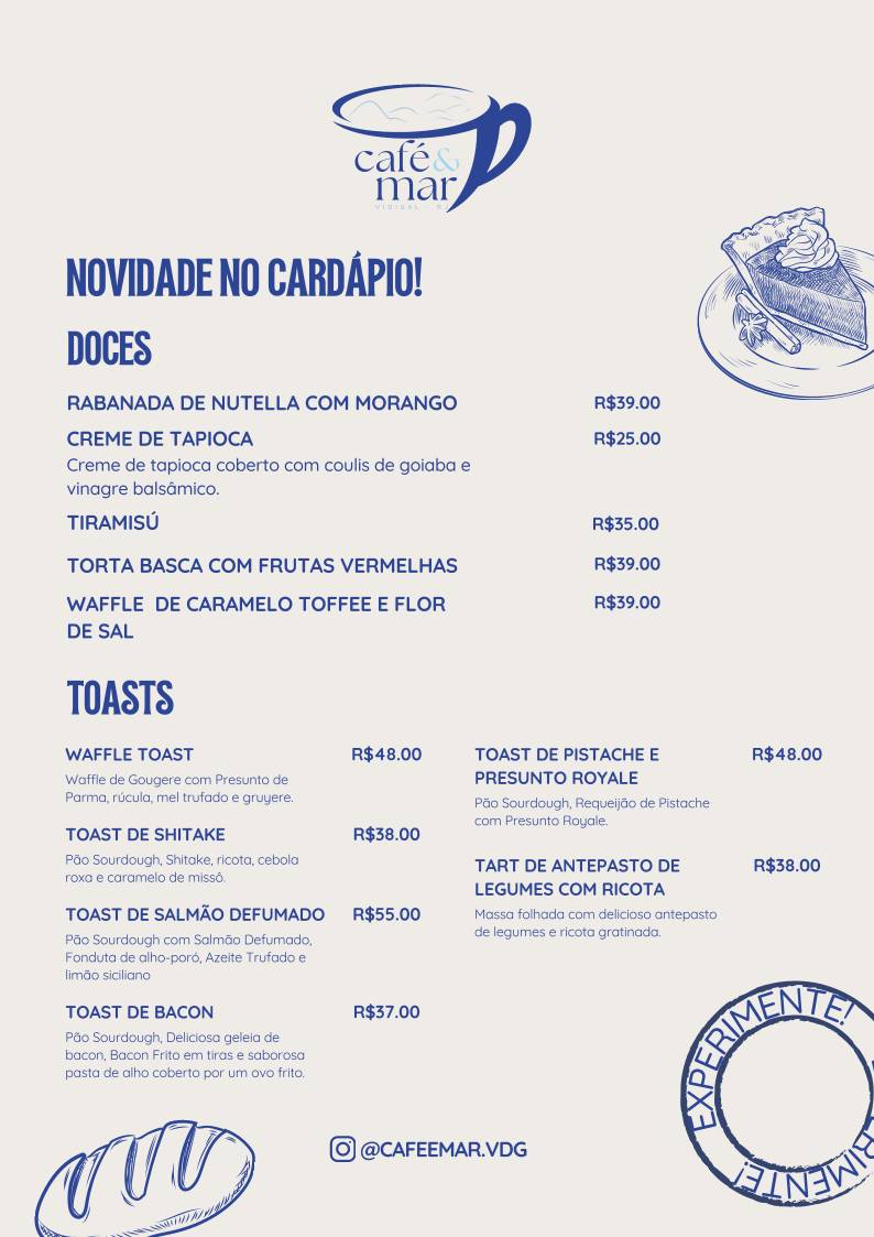 Café e Mar - Bistrô no Vidigal cardápio