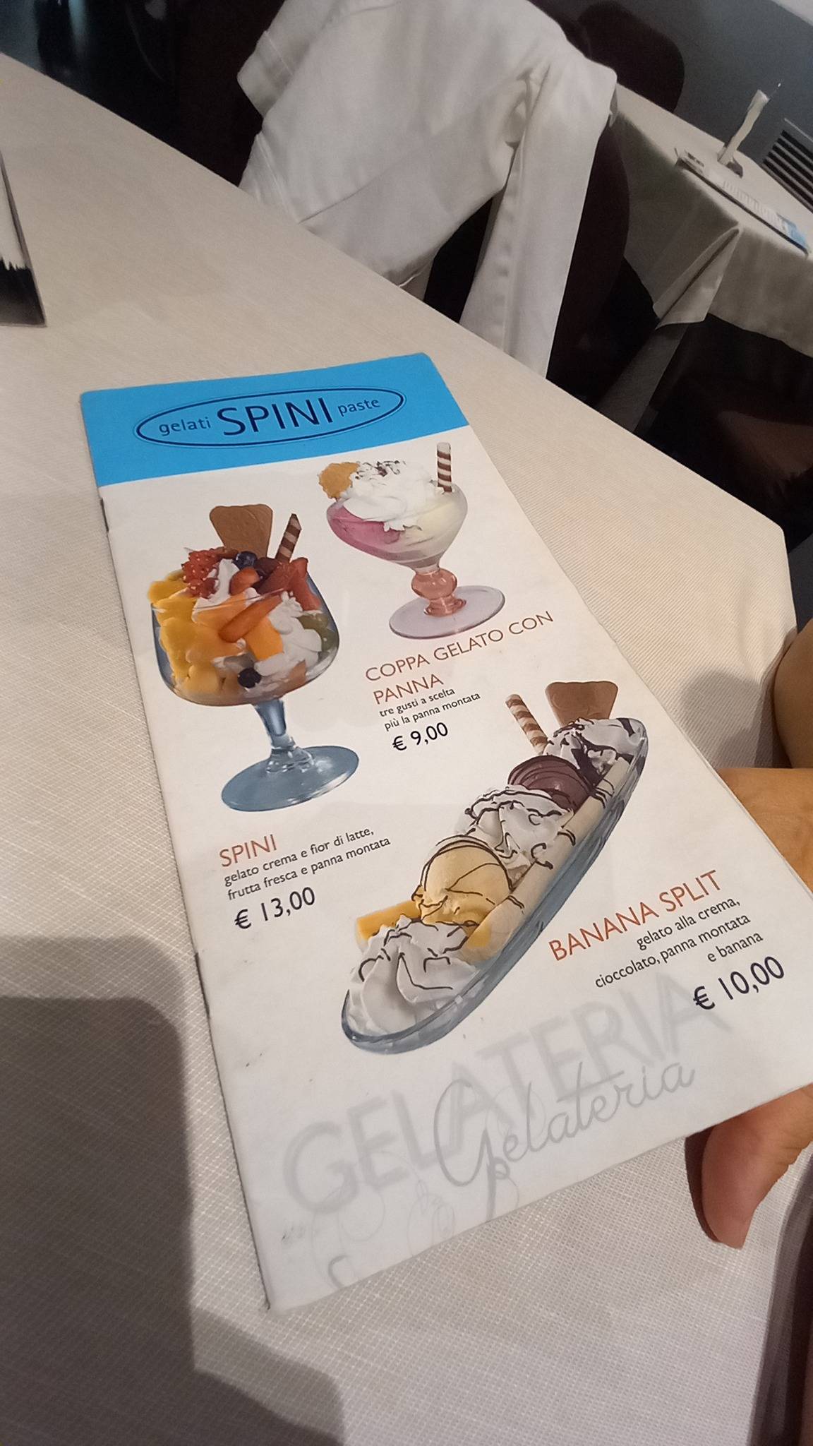 Menu di Gelateria Spini 