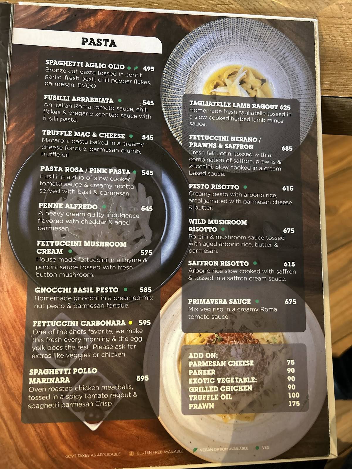 Caffe Allora menu