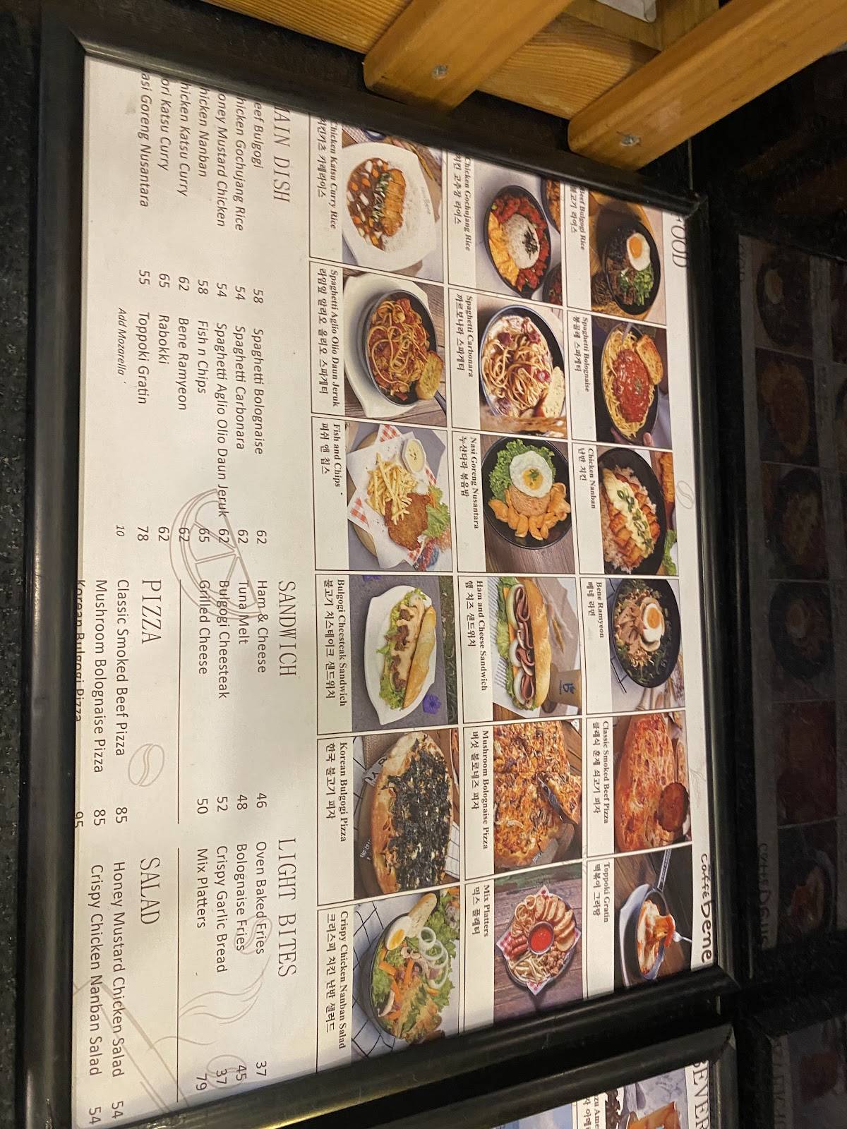 Menu at Caffe Bene Dago cafe, Bandung