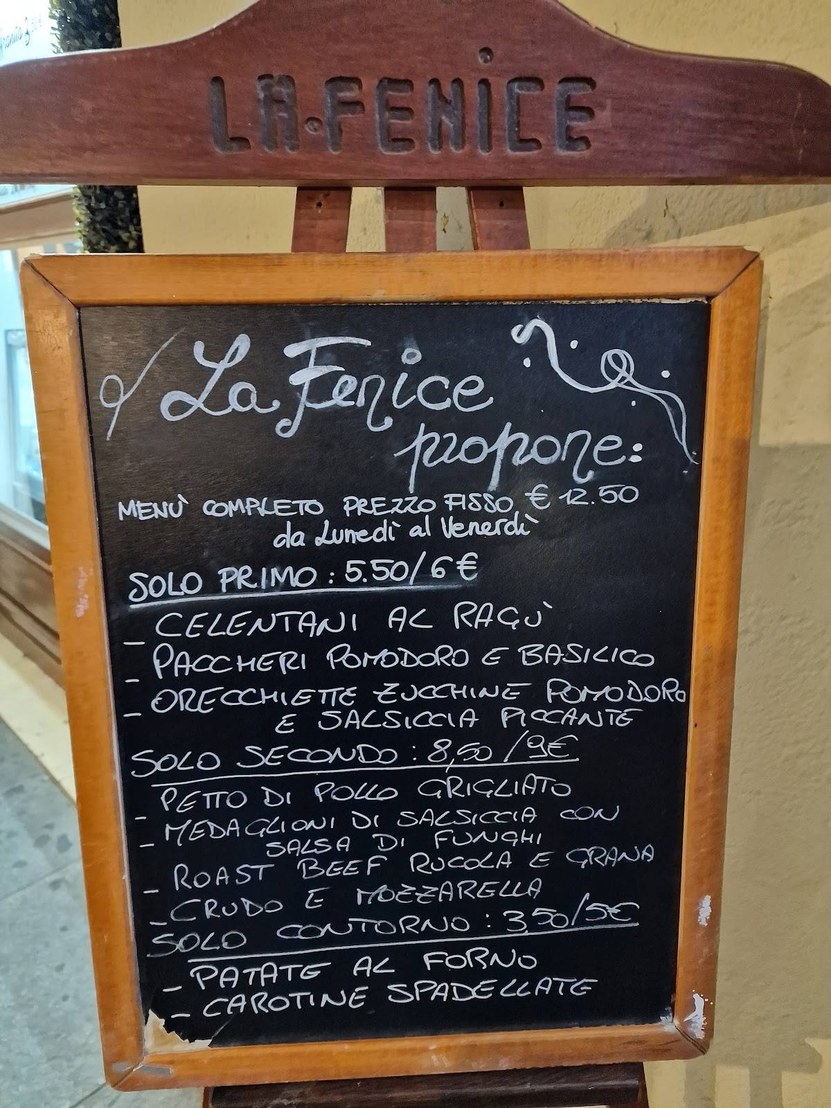 Menu di Bar caffetteria "LA FENICE" 