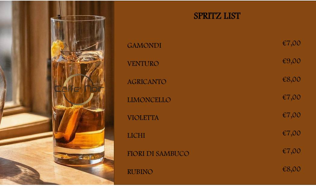 Menu di Caffe Noir 
