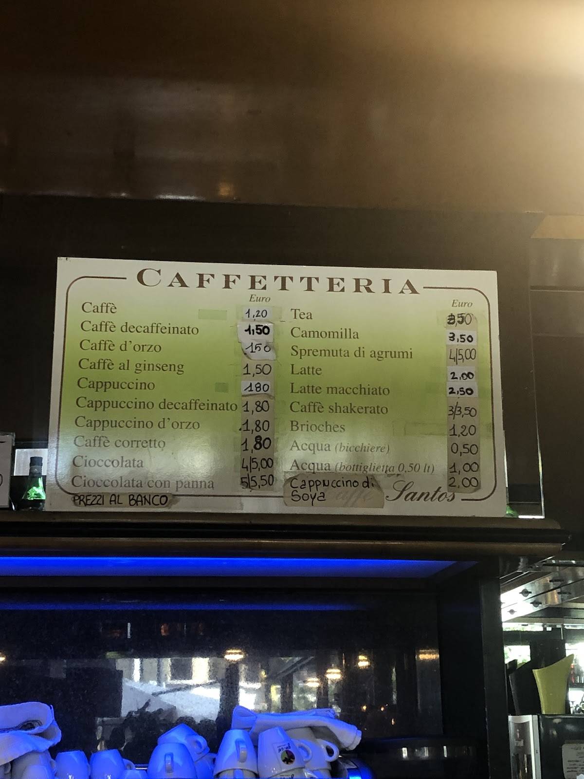 Menu di Caffè Santos 