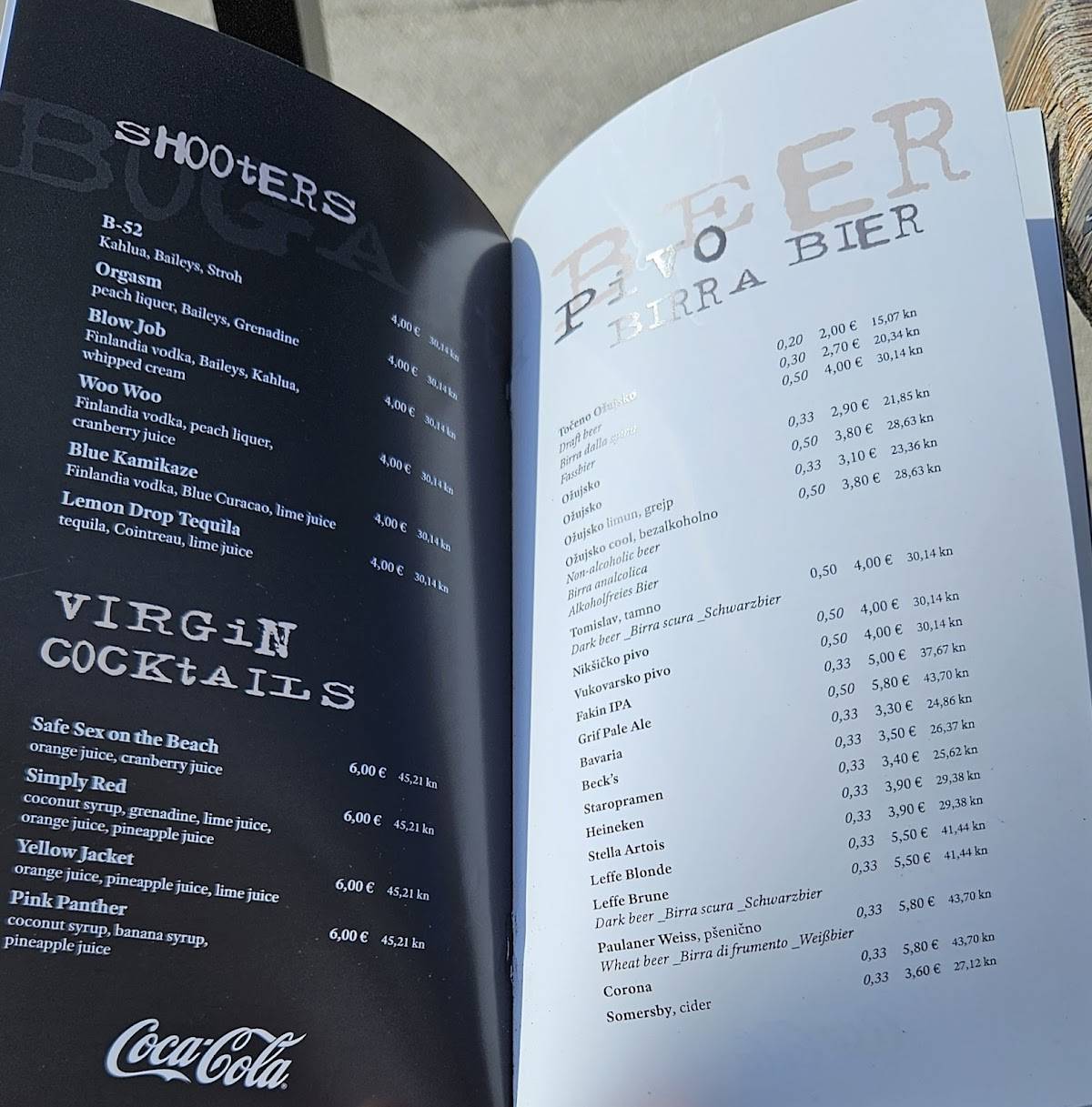 Menu di Caffe bar Bogart Krk 