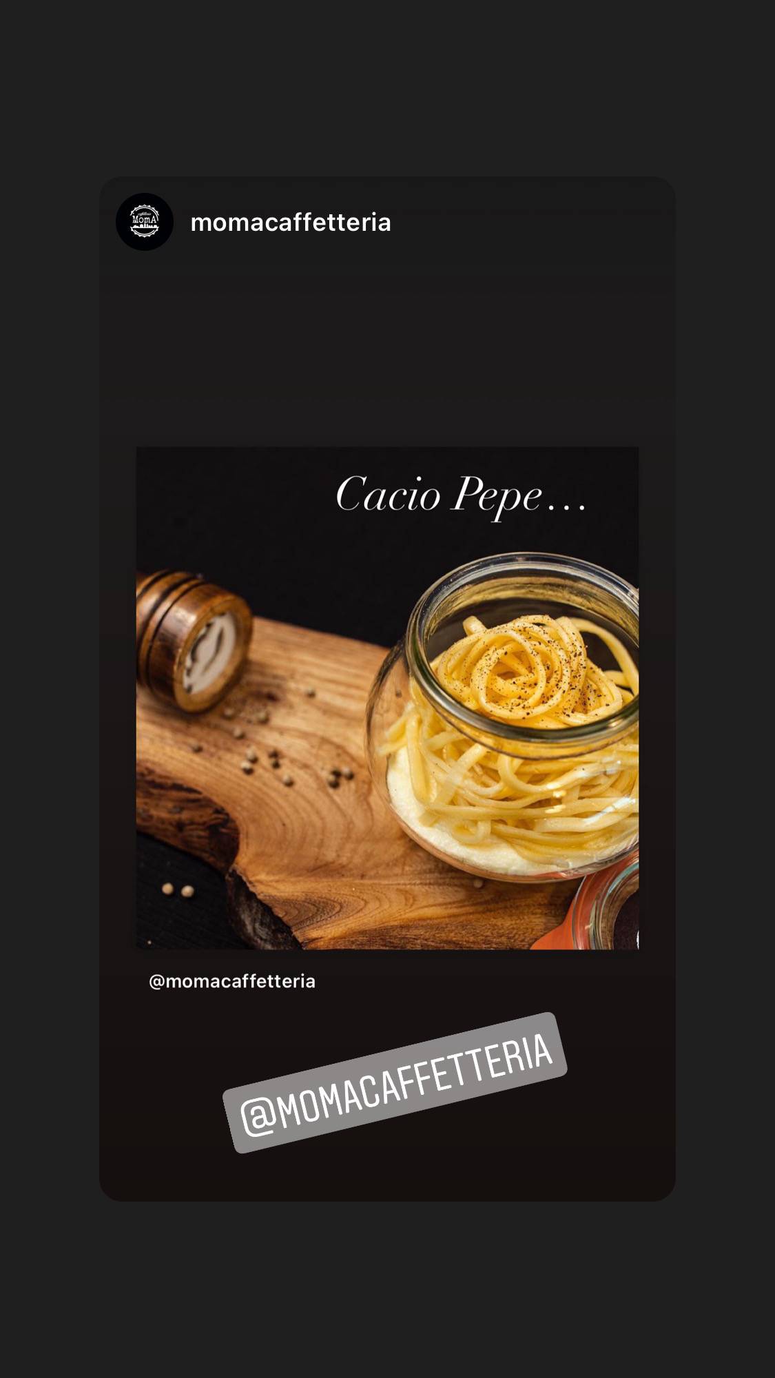 Menu di Caffetteria MomA 