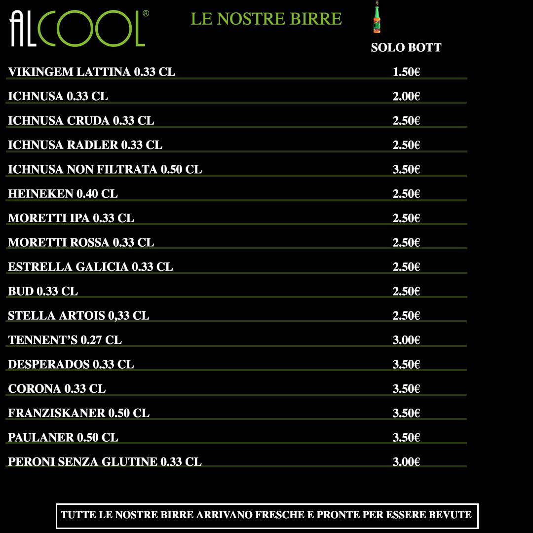 Menu di Alcool Cagliari 