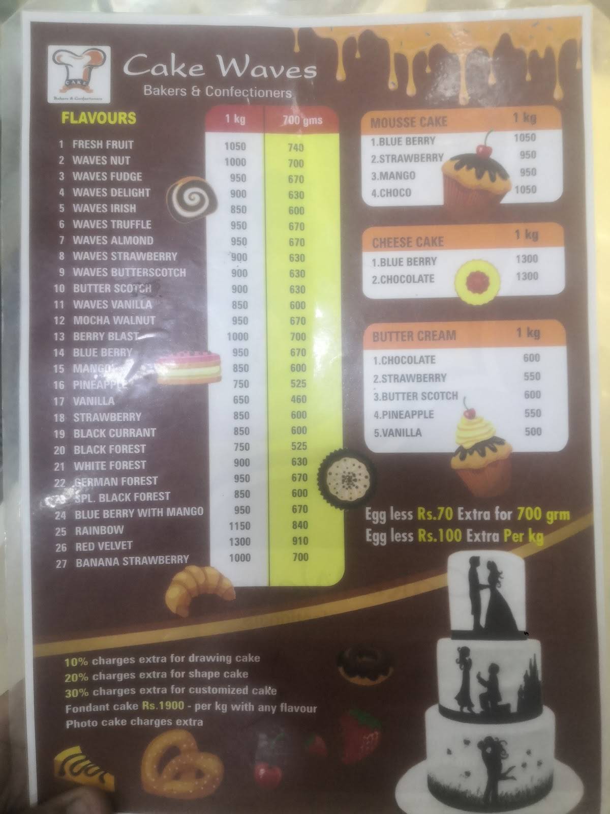 Cake Waves Pattabiram menu
