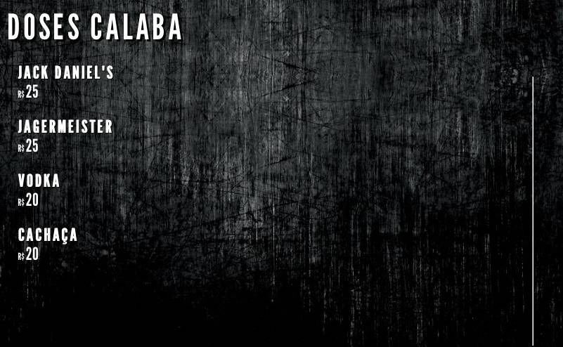 Calabouço Heavy & Rock Bar cardápio