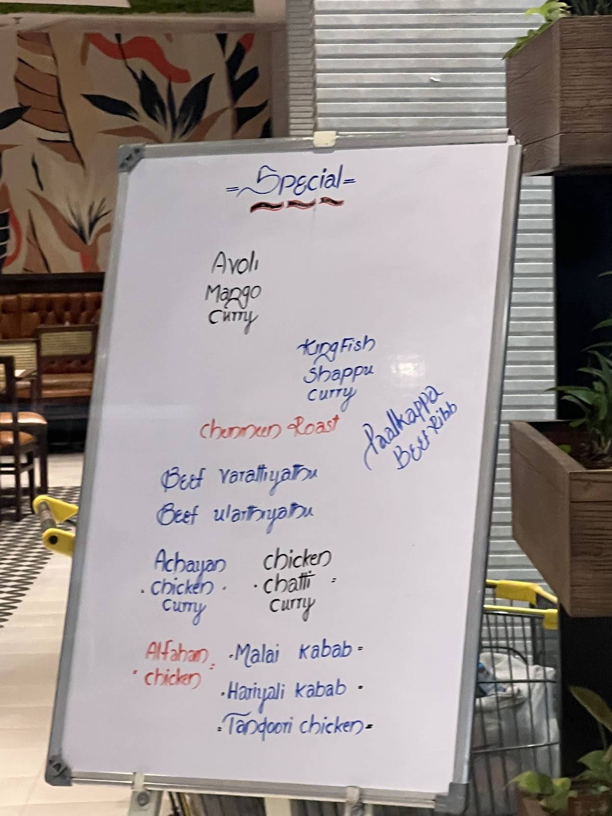 Calicut Notebook Restaurant Edappal menu