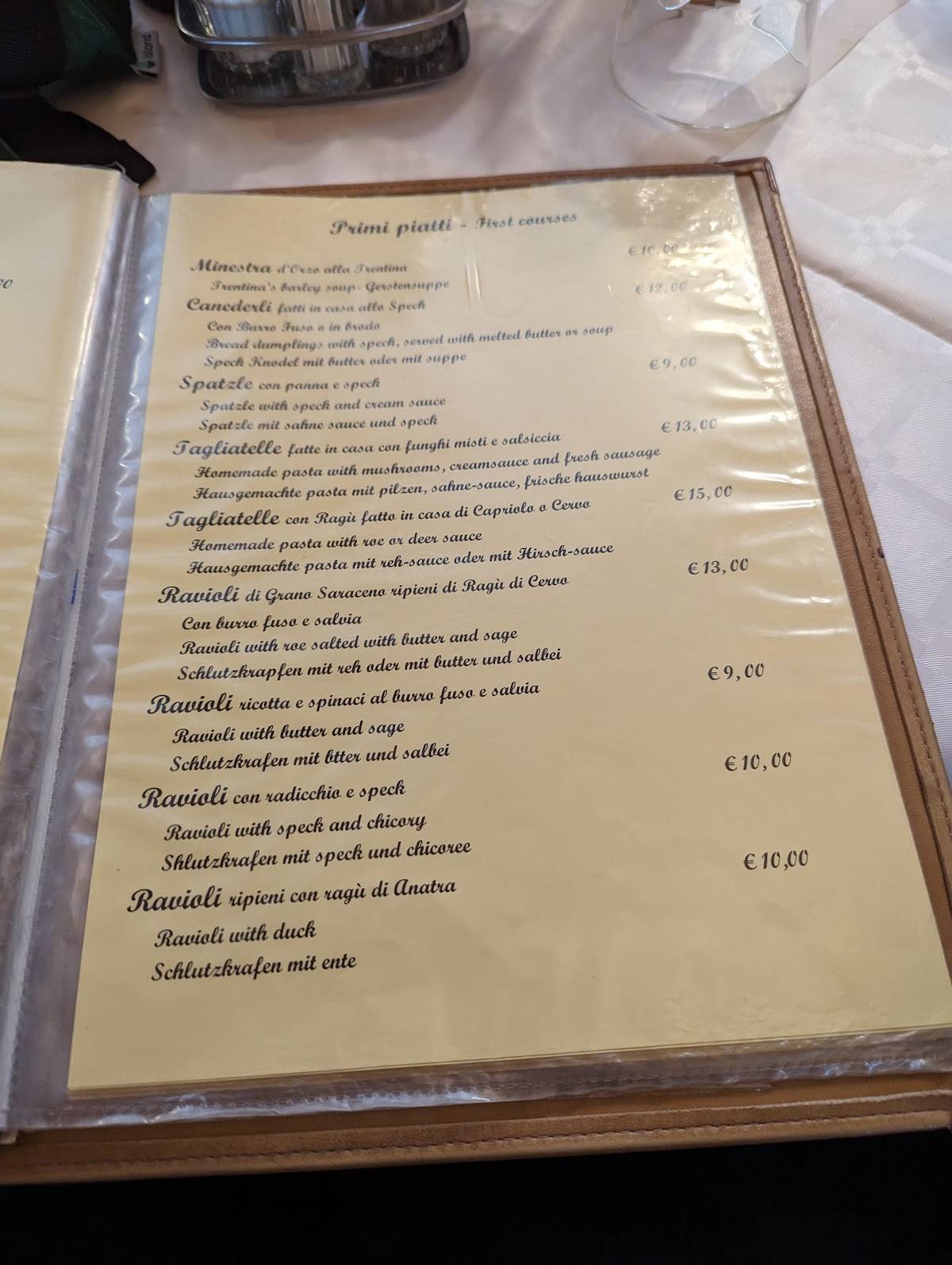 Menu di Ristorante trattoria Heidi 