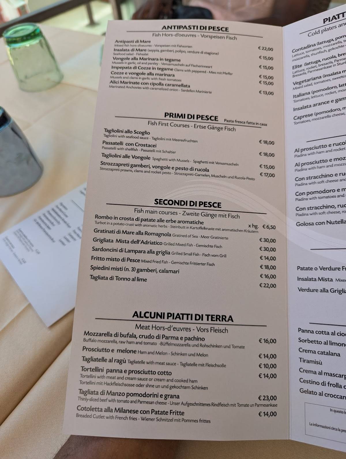 Menu di Canasta Mare 
