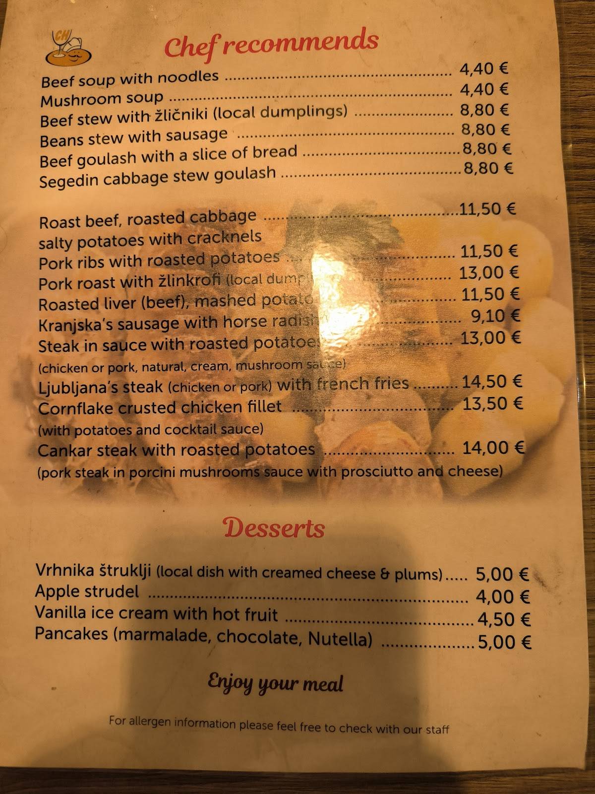 Menu di Cankarjev Hram 