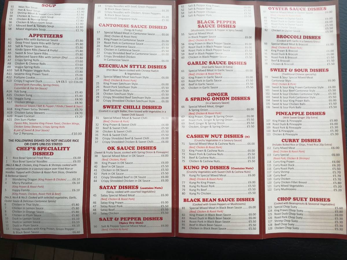 Menu at Rice Bowl Chinese Takeaway fast food, Cannock