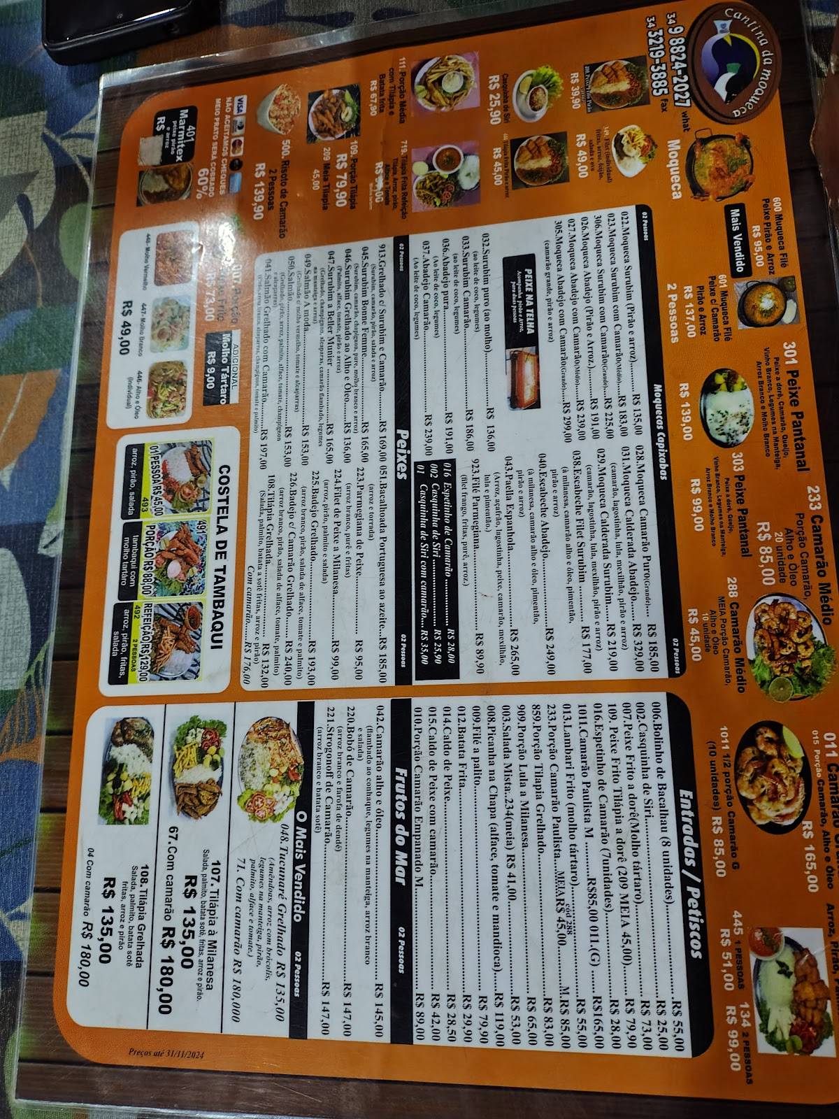 Cantina da Moqueca e do Peixe Frito cardápio