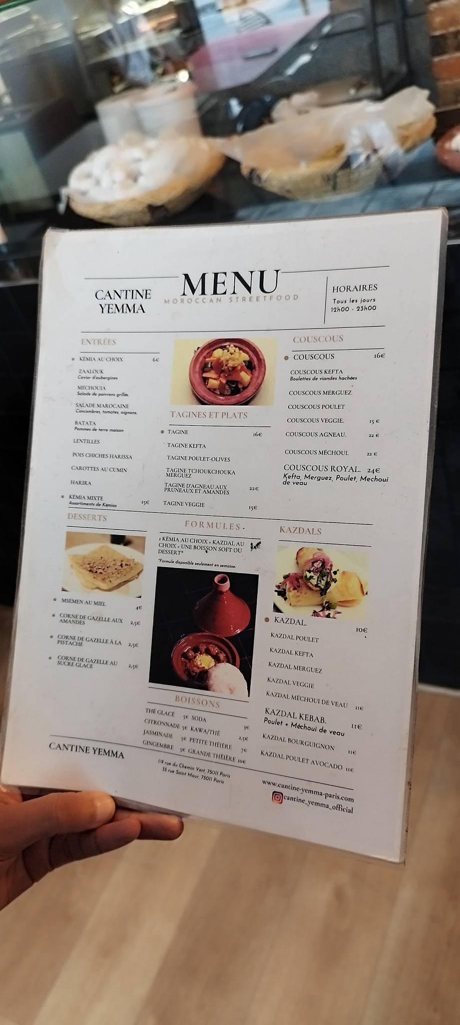 Menu de Cantine Yemma