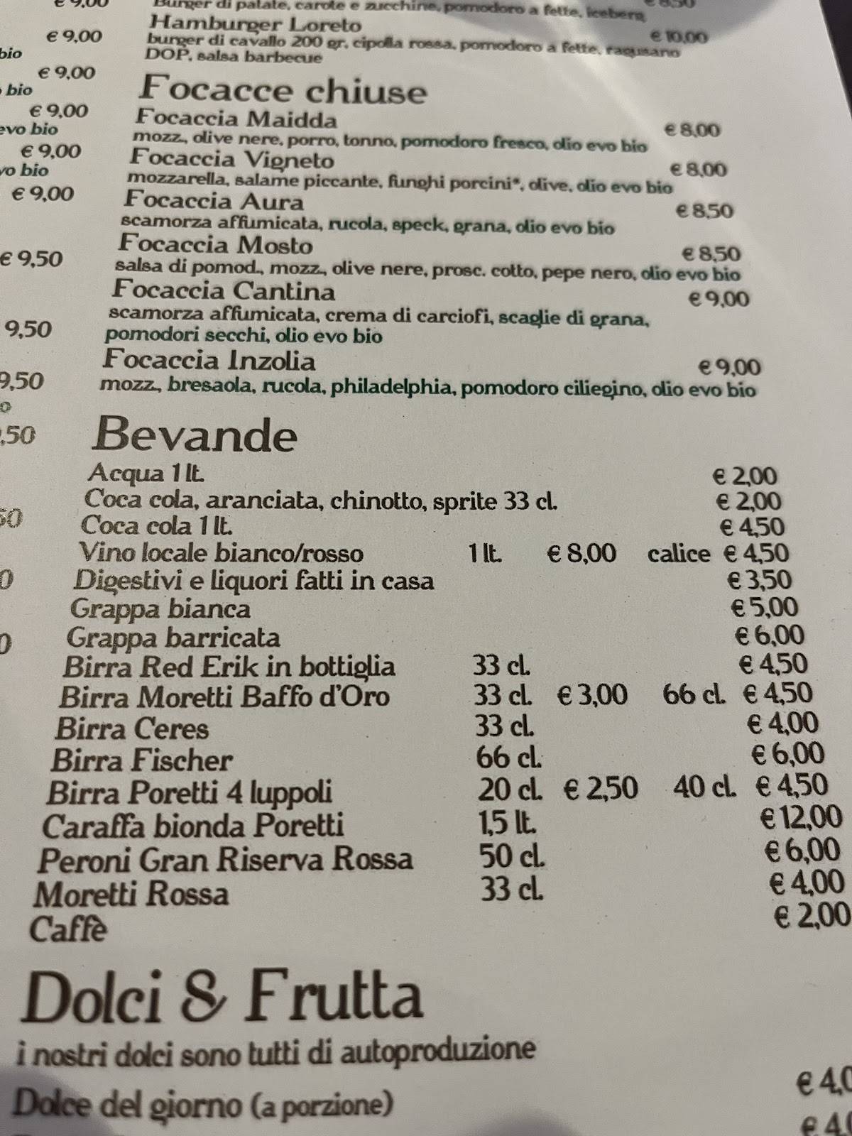 Menu di Cantine di Loreto