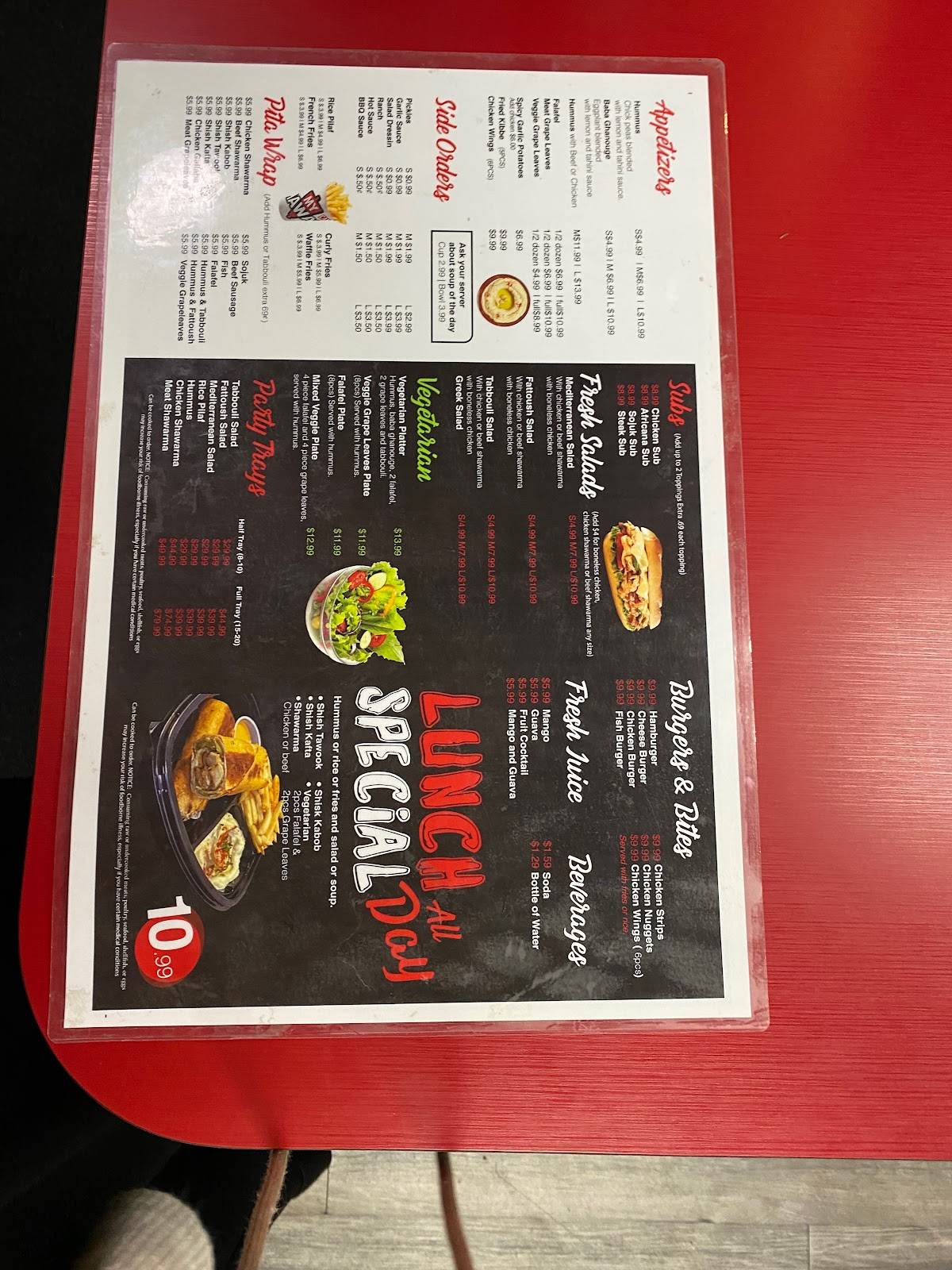 Menu at Canton Pita by My Shawarma Restaurant, Canton