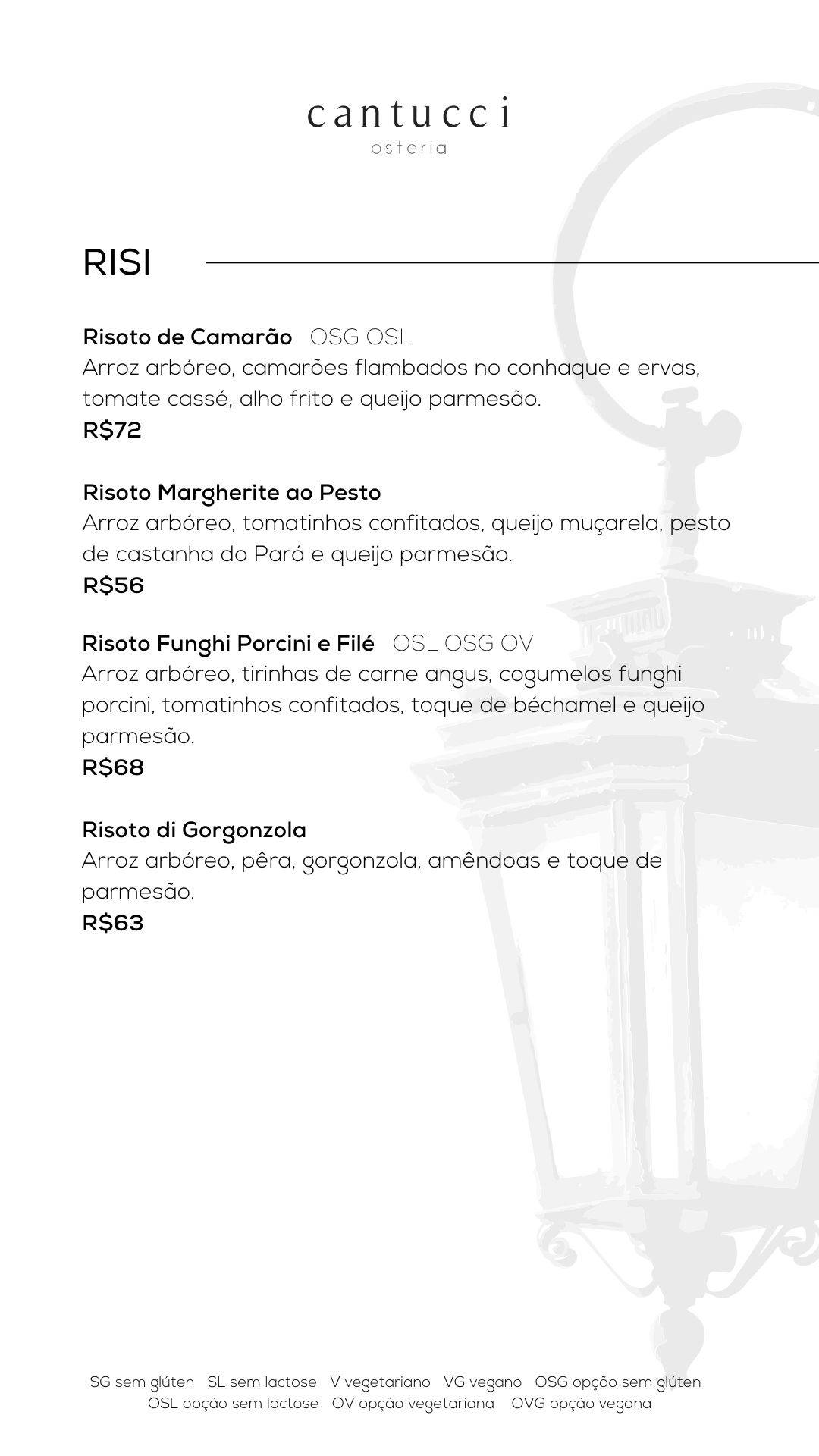 Cantucci Osteria Águas Claras cardápio