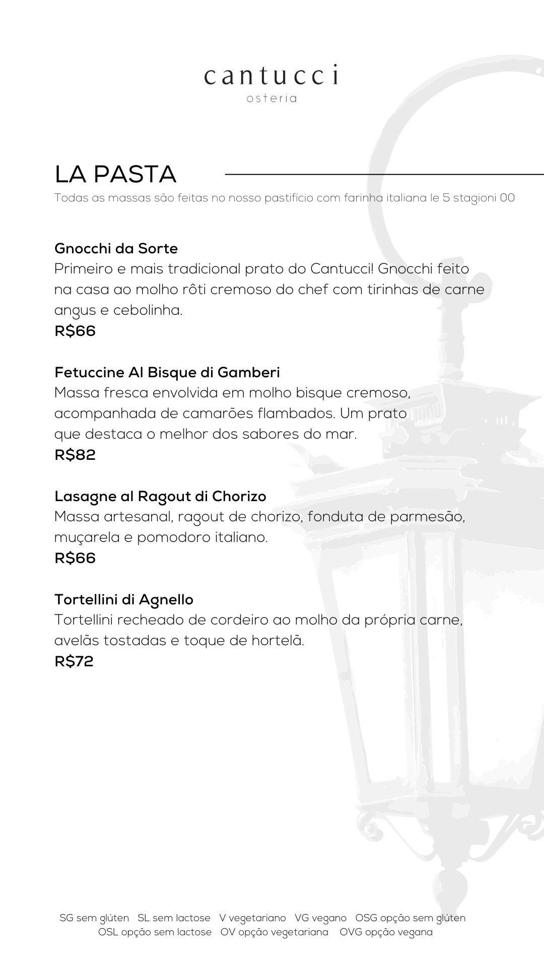 Cantucci Osteria Águas Claras cardápio