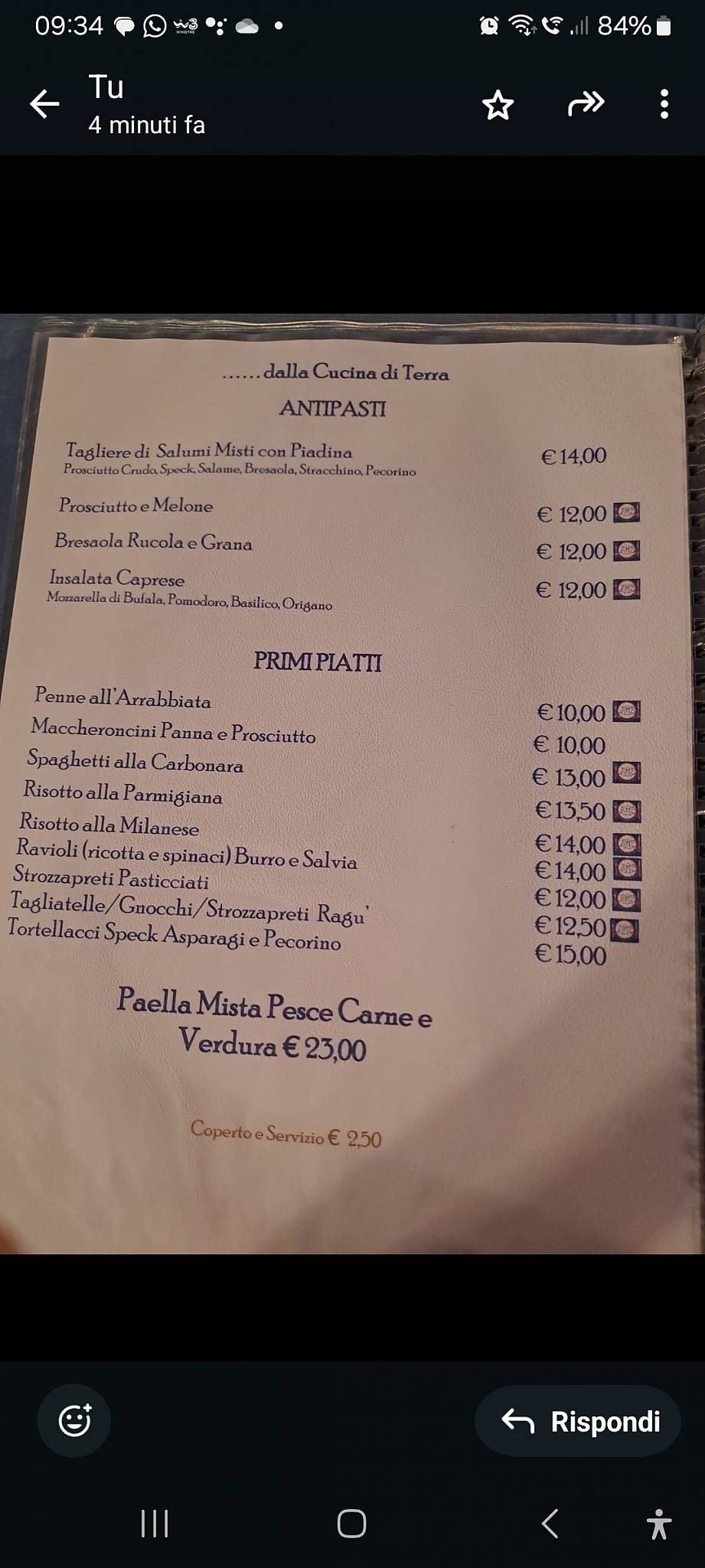 Menu di Capitan Bagati