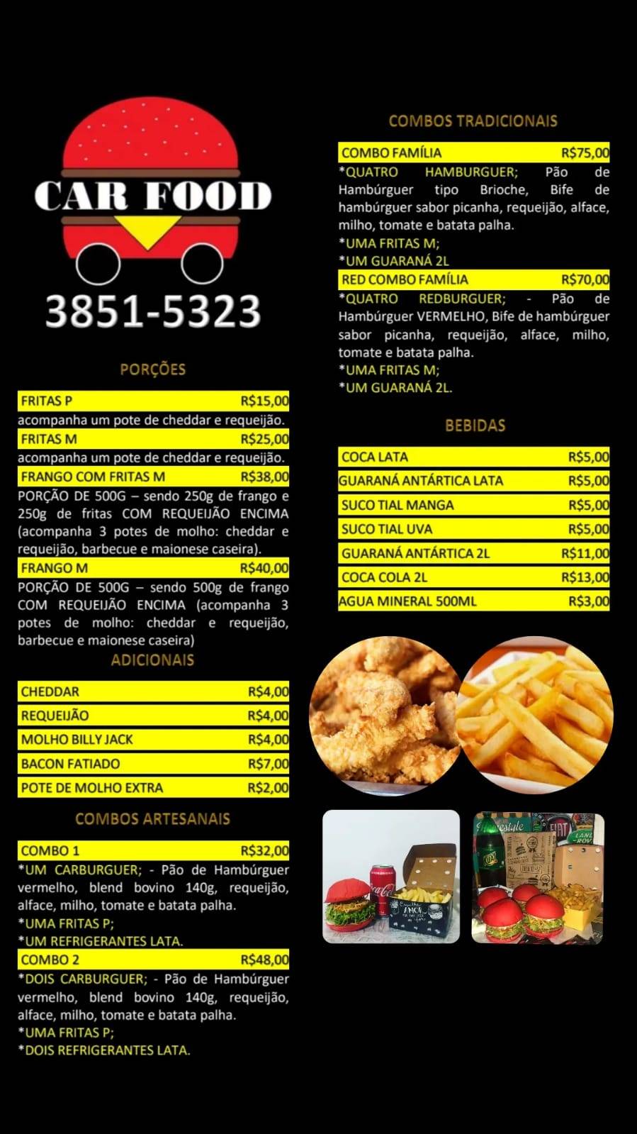Carfood Delivery cardápio