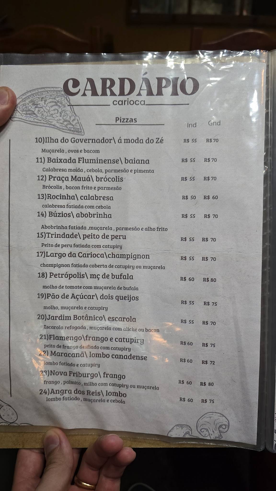 Carioca Pizza cardápio