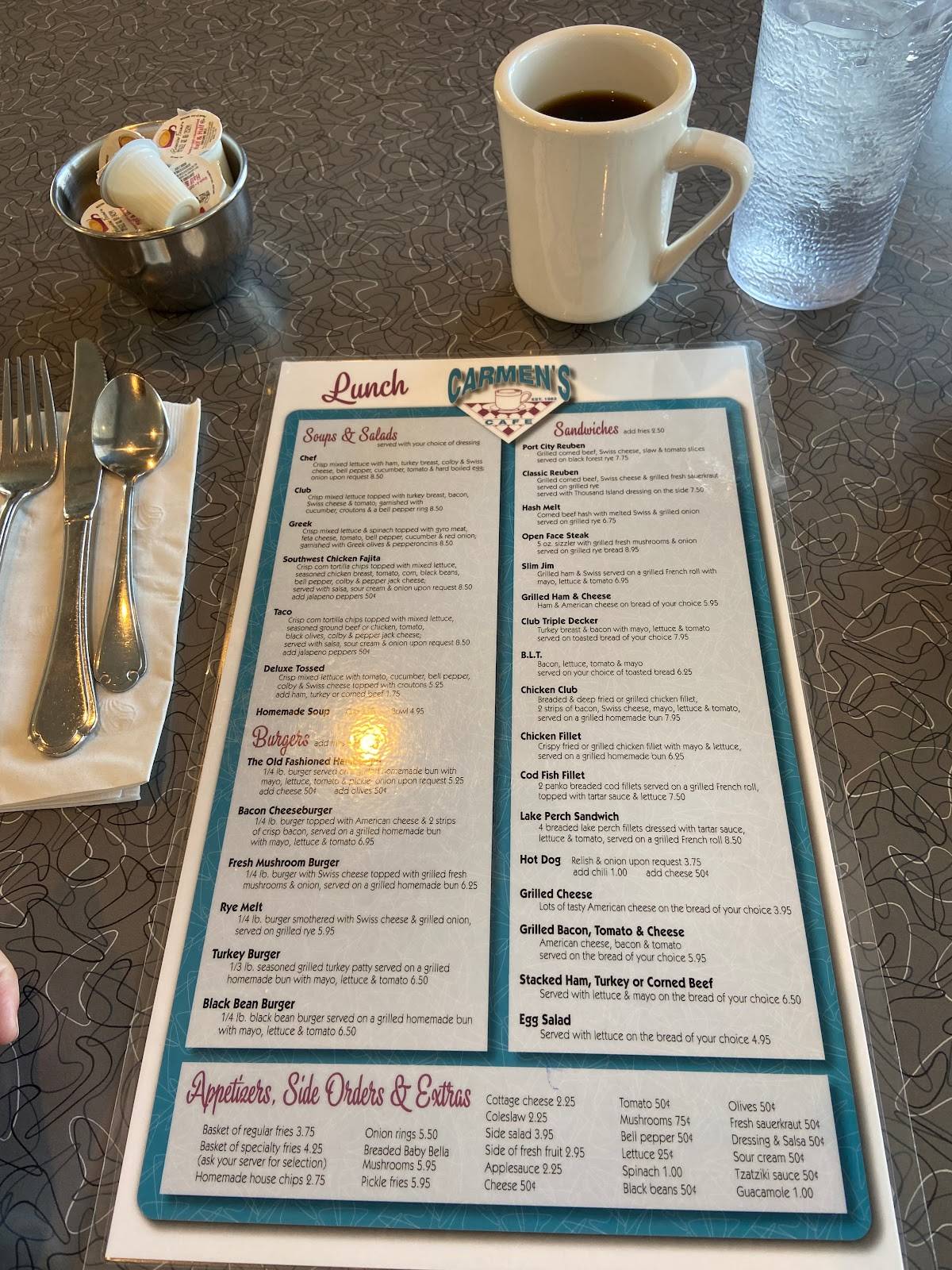 Menu at Carmen's Cafe, Muskegon