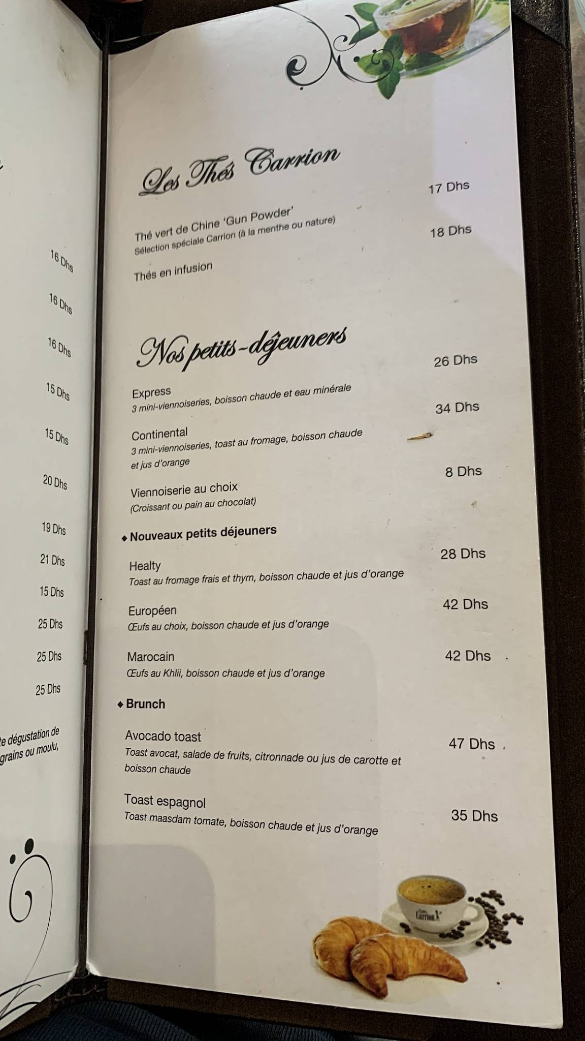 Menu de Carrion Cafe