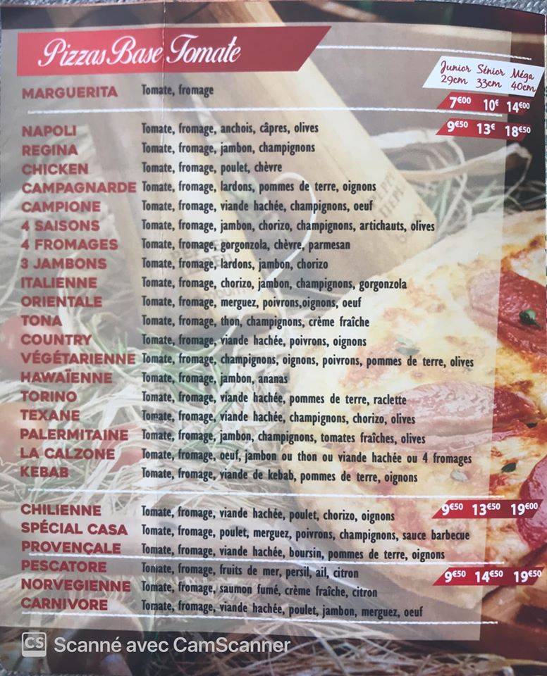 Menu de Casa Di Roma Pizza
