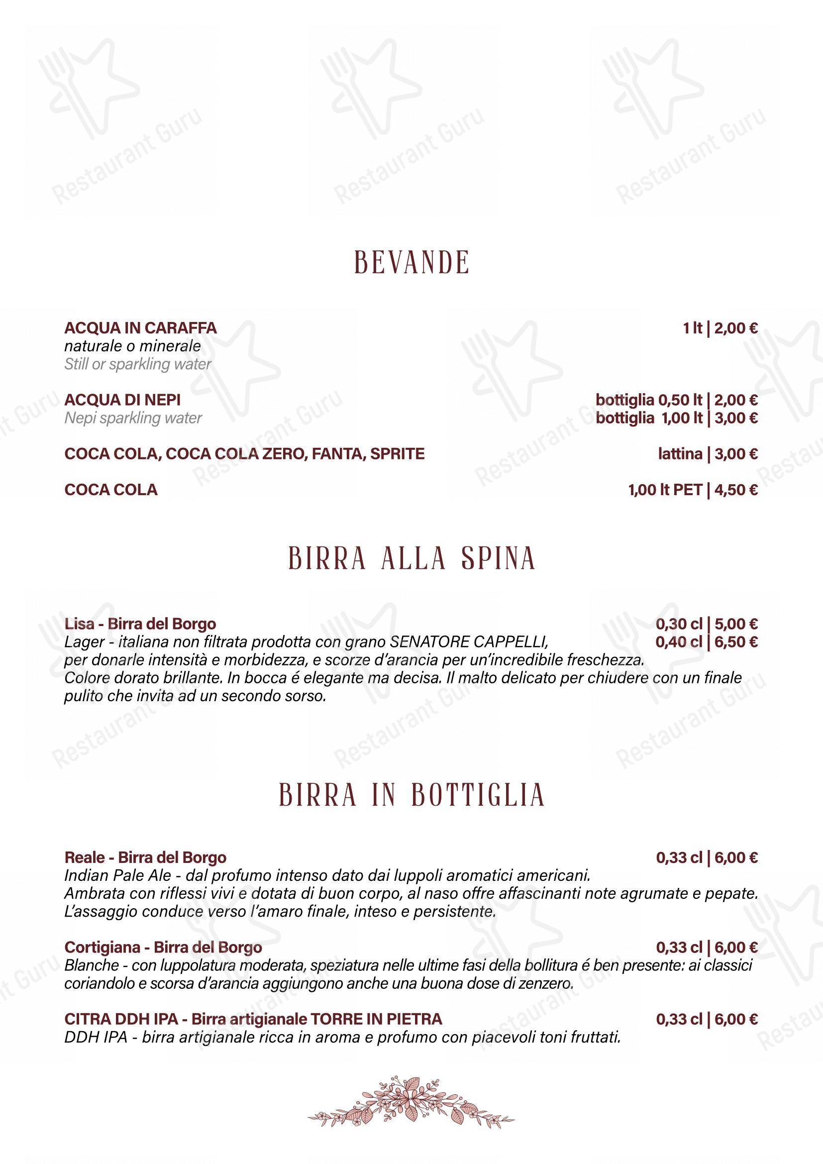 Casa Sceppa in Roma - Menu
