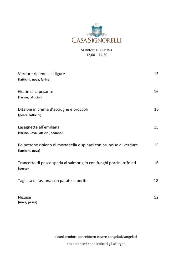 Menu di Casa Signorelli 