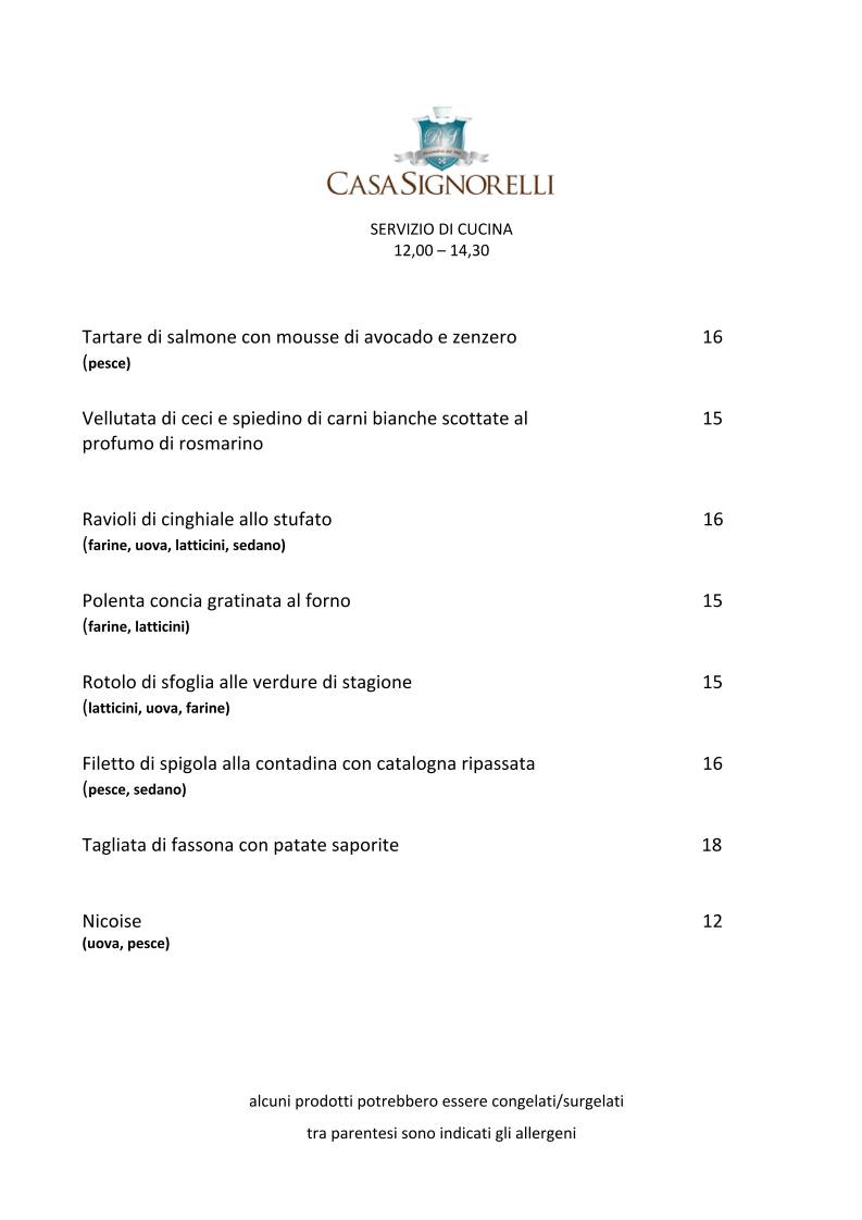Menu di Casa Signorelli 