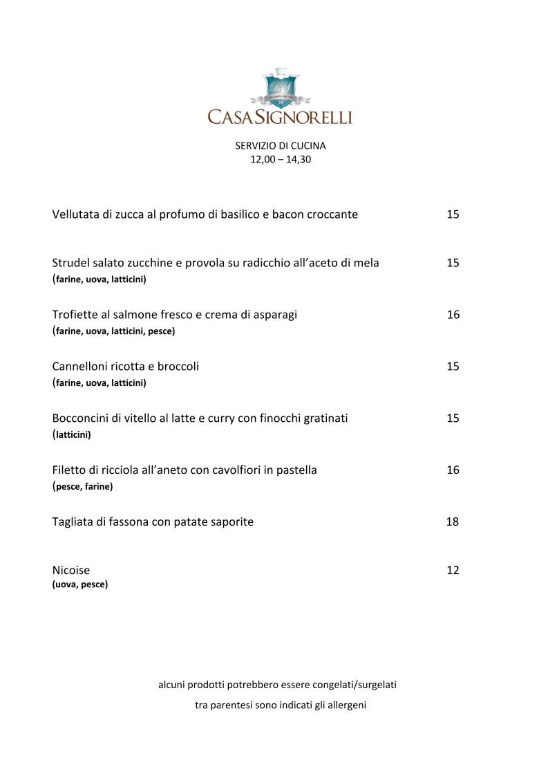 Menu di Casa Signorelli 