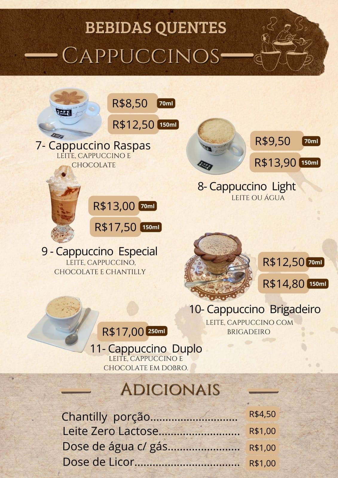 Casa do Chocolate e Cafeteria cardápio
