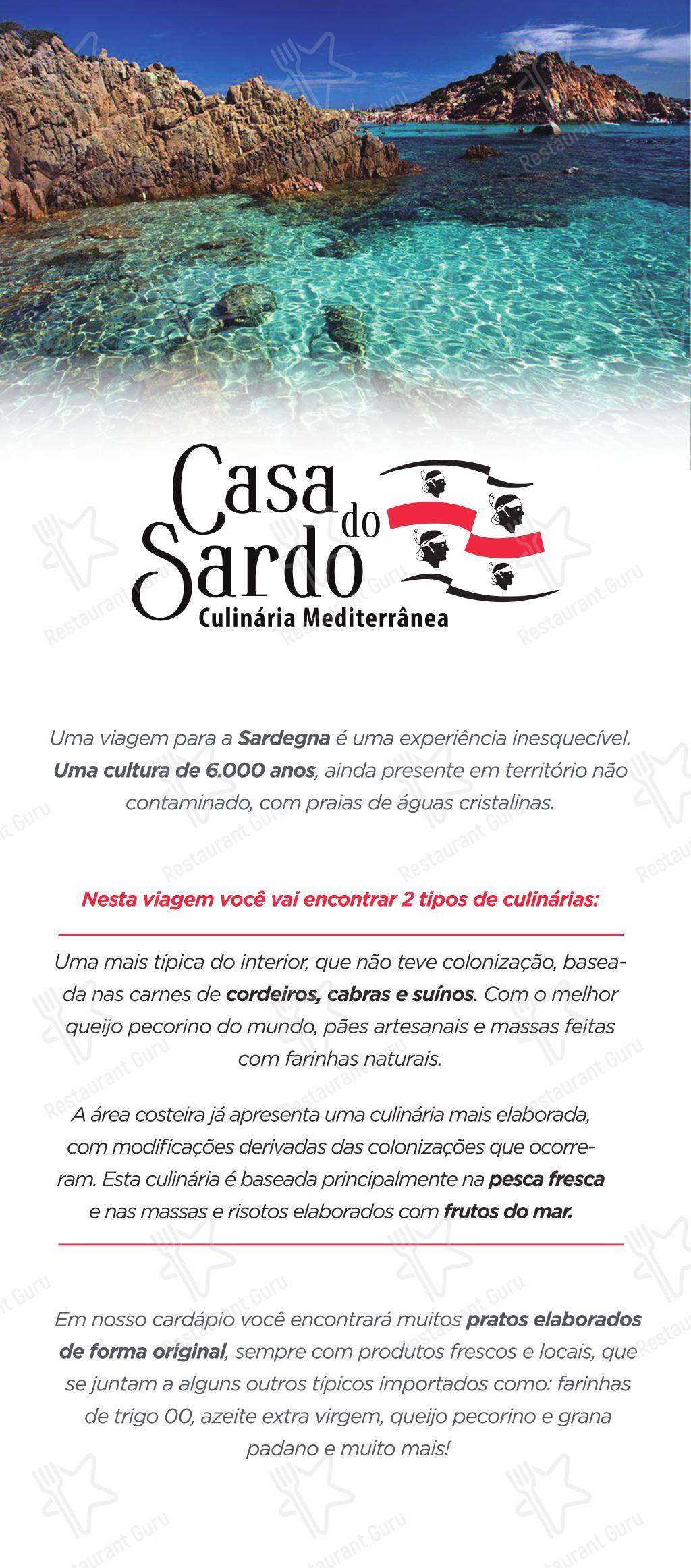 Menu para Casa do Sardo restaurante