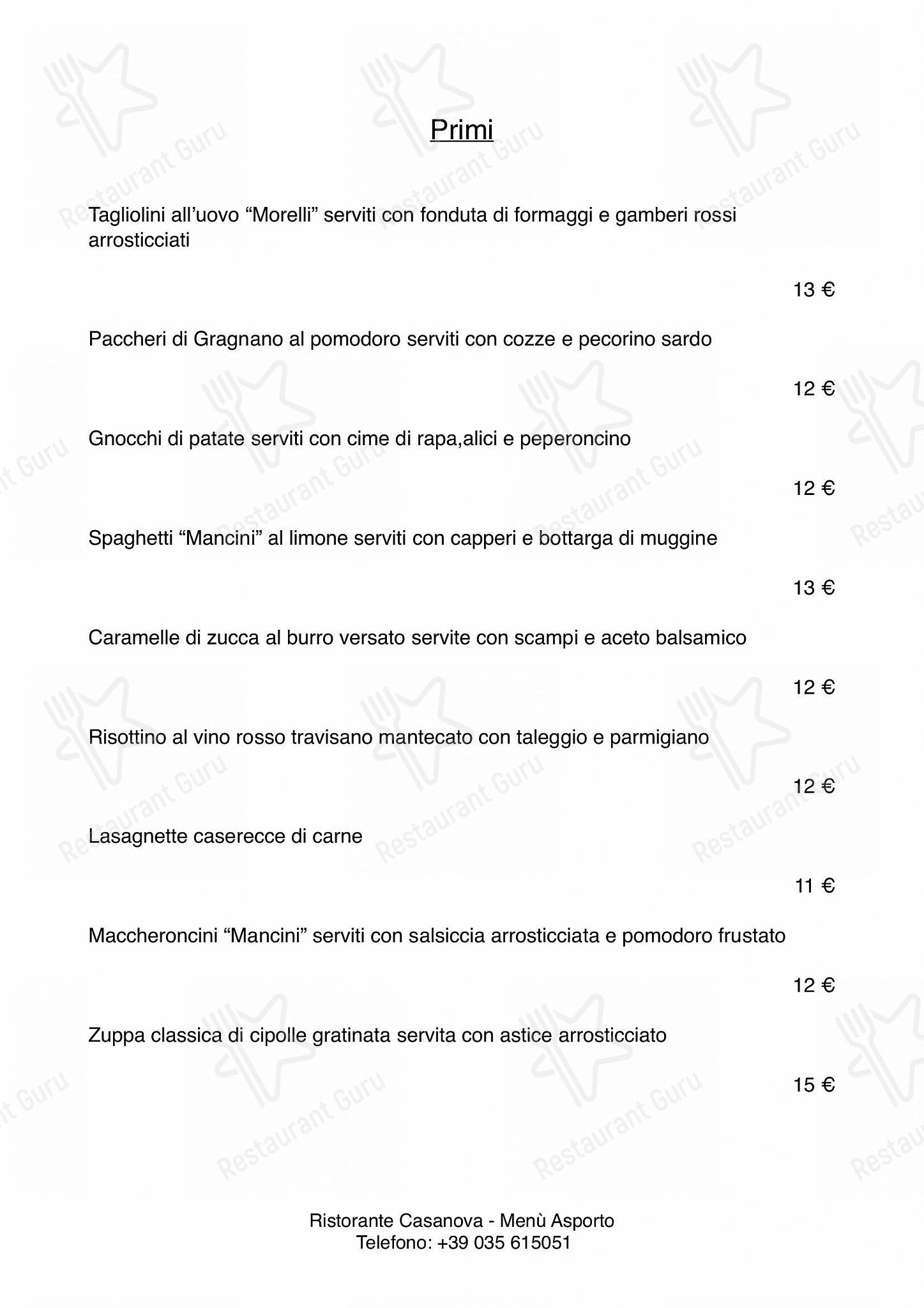Основное меню per Ristorante Casanova in Curno