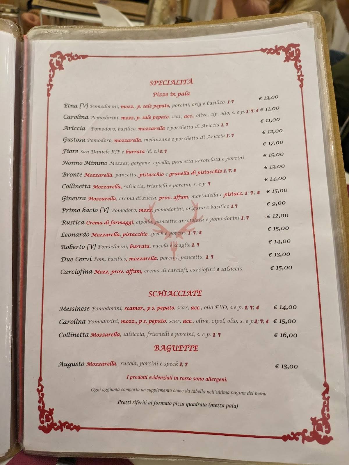 Menu di I Due Cervi 