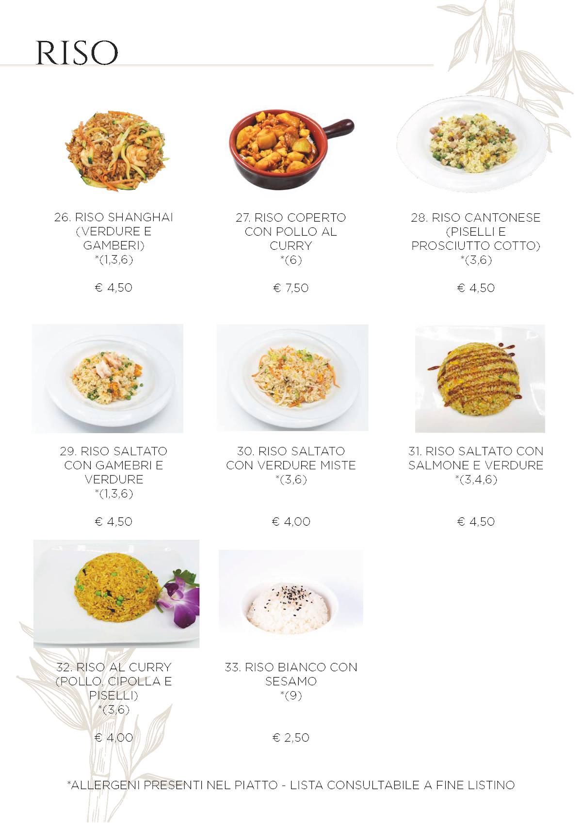 Menu di Ristorante Orientale Huan 
