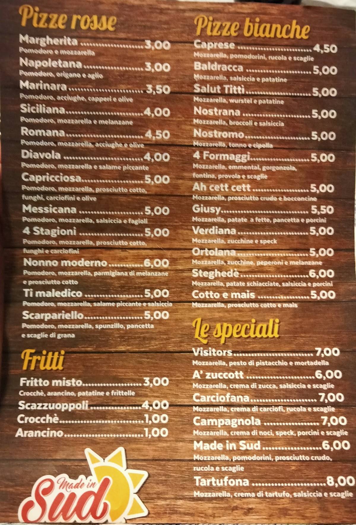 Menu di Made in Sud Pizzeria Ristorante 