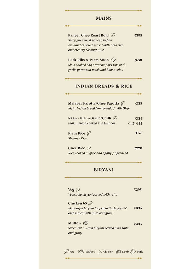 Cavern Bar & Kitchen menu