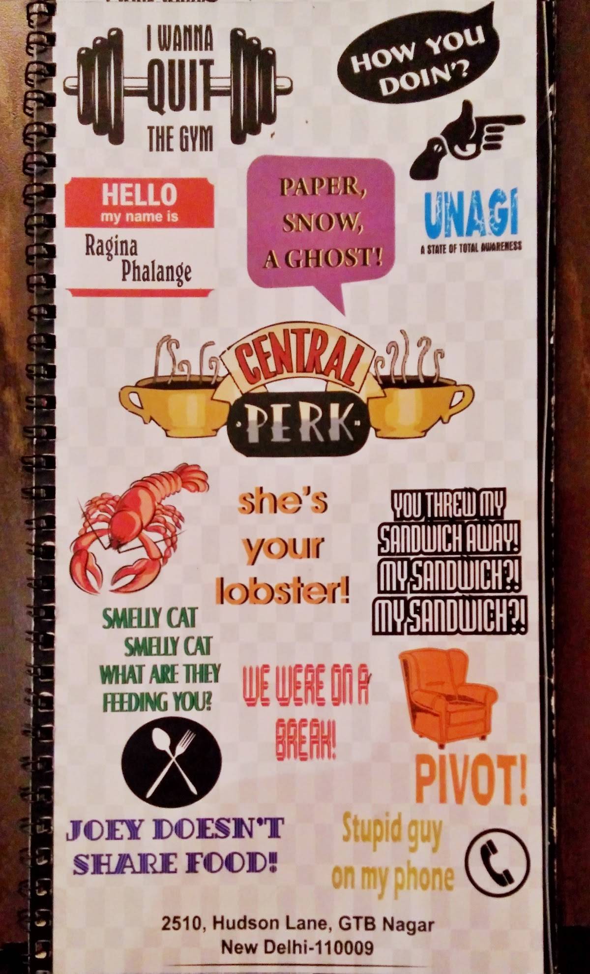 Central Perk menu
