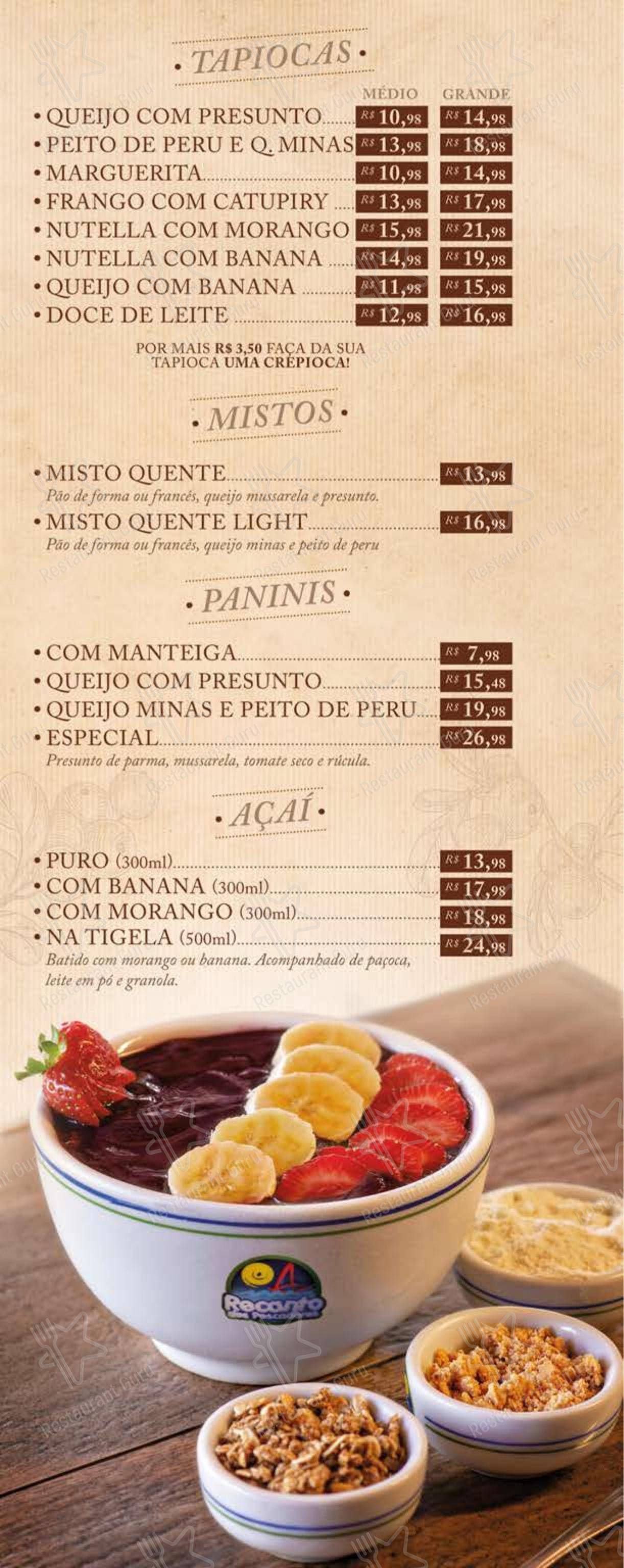 Centro Gastronômico Recanto - Menu bar