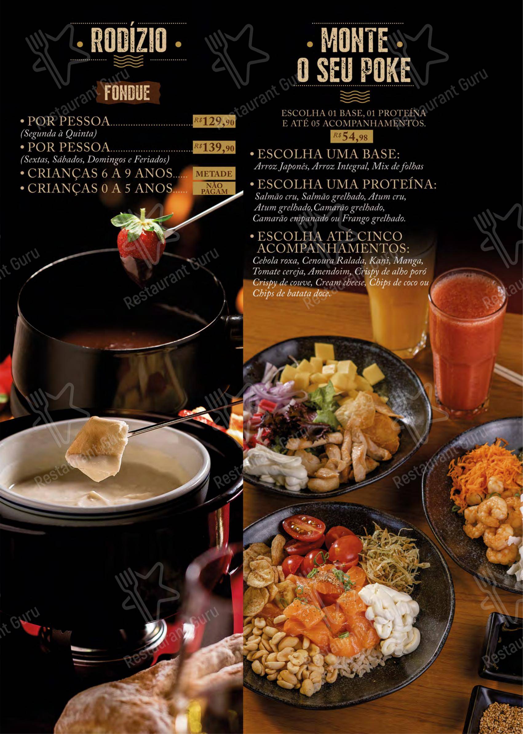 Menu para Centro Gastronômico Recanto em Teresópolis