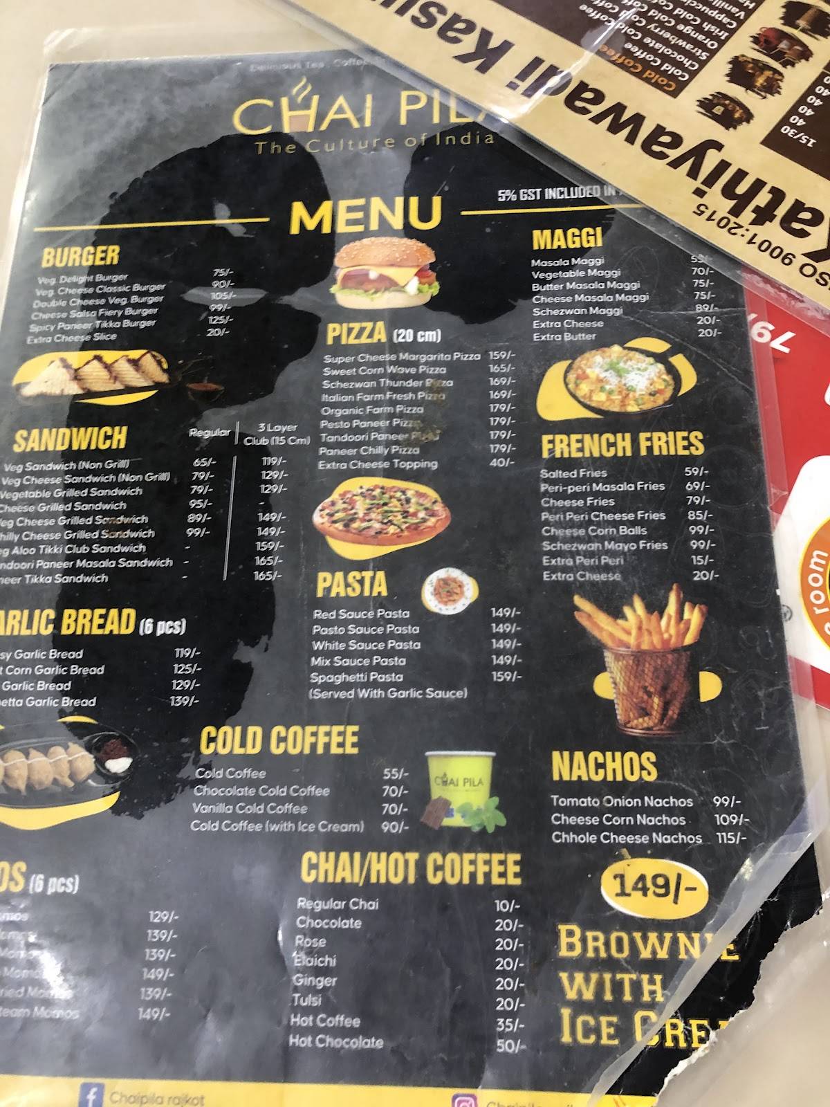 Chai Pila - Reliance Mall Ring Road - Rajkot menu