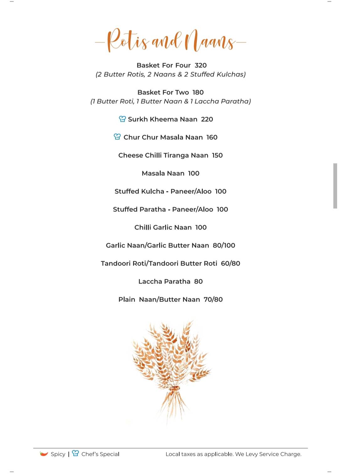 Chambal Restobar menu